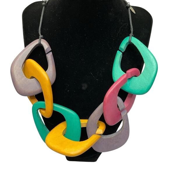 Sylca Designs Statement Necklace Tagua Adjustable Black Cord up to 20" - Picture 4 of 7